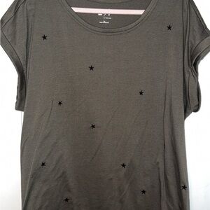 Maurices Dark Olive Star Pattern Tee